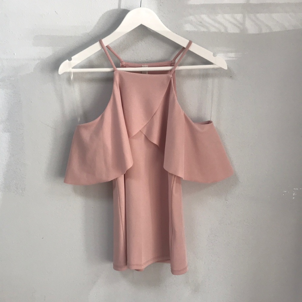 Pink cold shoulder blouse